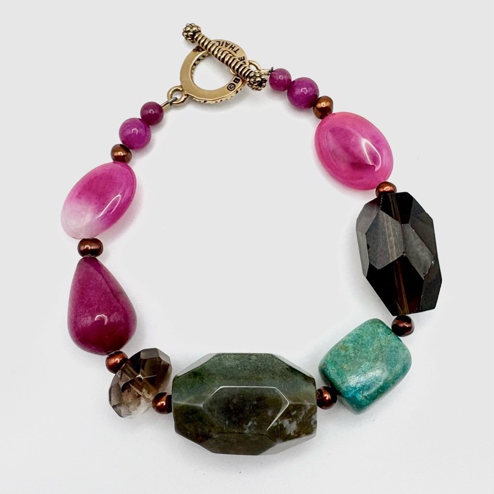 Studio Barse Gemstone & Golden Bronze Southwestern Style Toggle Bracelet